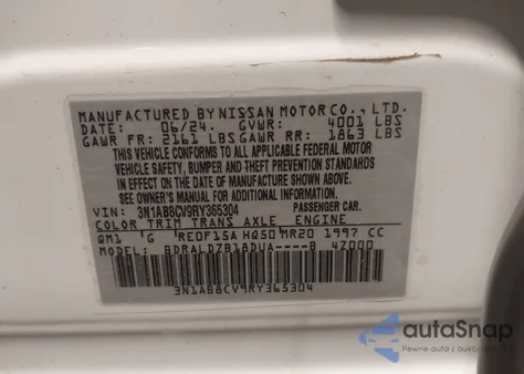 2024 Nissan Sentra Sv Xtronic Cvt from USA, damaged, VIN 3N1AB8CV9RY365304